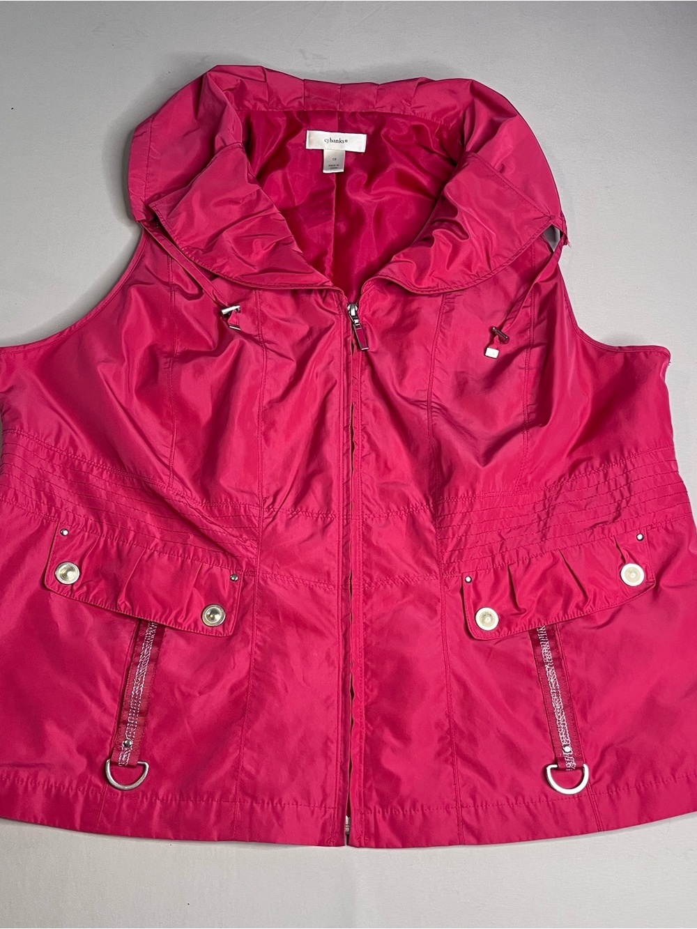 CJ Banks Hot Pink Hooded Vest
